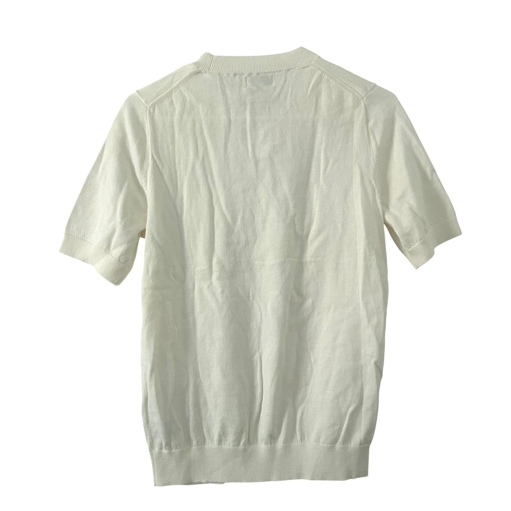 J.Crew Factory Women's Short Sleeve Cotton Crewneck Sweater Ivory S Small New - Picture 6 of 9